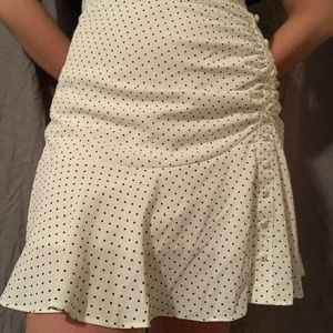 Size Small white skirt with navy polka dots